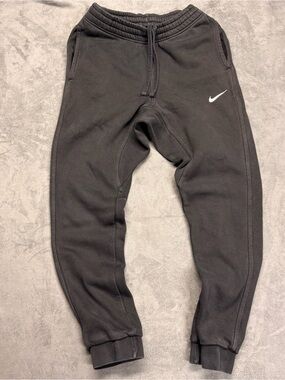 Nike Kids Black Jogger Sweatpants with White Swoosh